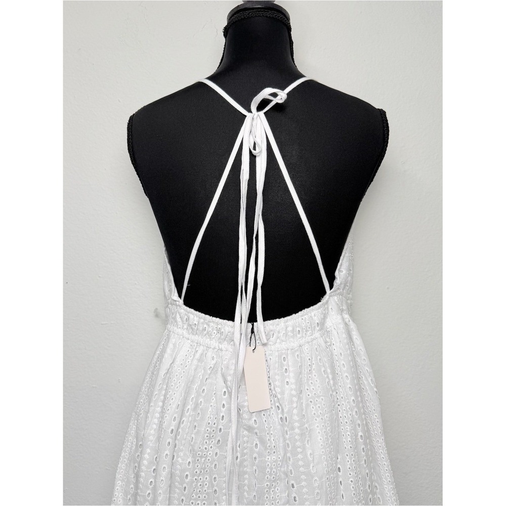 Hunter & Brown Premiun White Eyelet Maxi Dress with V-Neck cottage summer - Picture 4 of 4